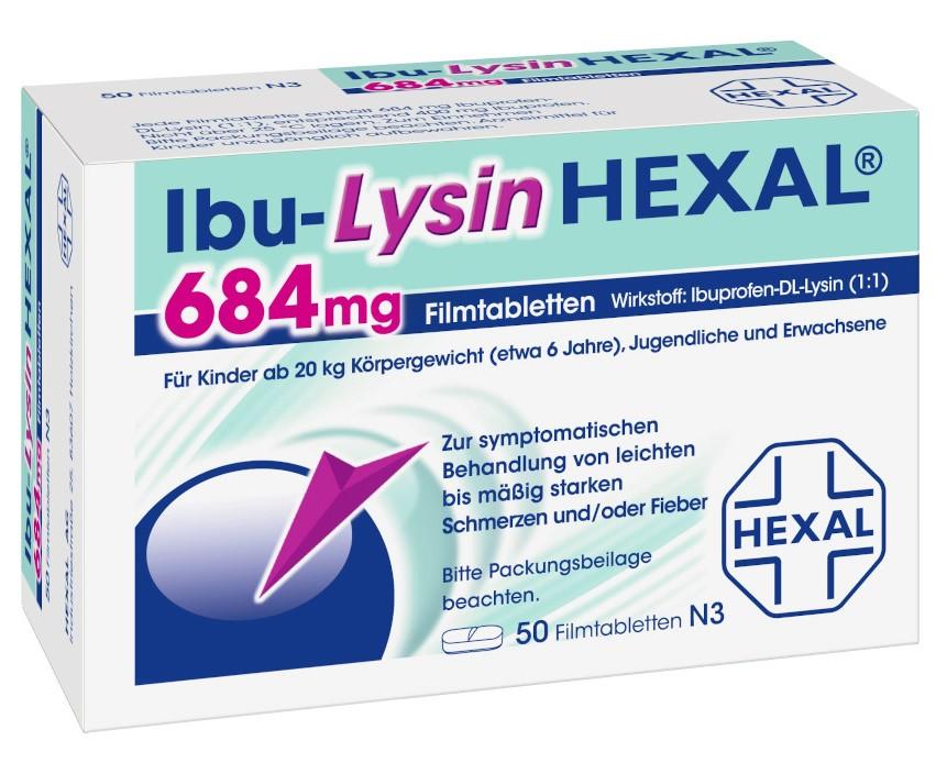 Ibu-Lysin HEXAL 684 mg Filmtabletten 50 Stück | SANICARE