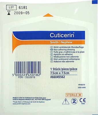 CUTICERIN 7,5x7,5 cm Gaze mit Salbenbeschichtung