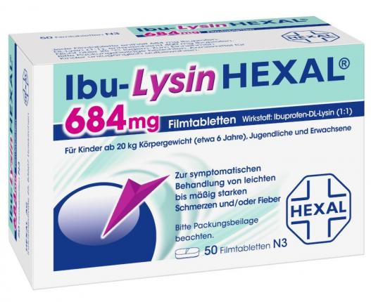 Ibu-Lysin HEXAL 684 mg Filmtabletten 50 Stück | SANICARE