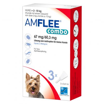 Amflee combo 67mg Lösung zum Auftropfen für kleine Hunde 2-10 kg