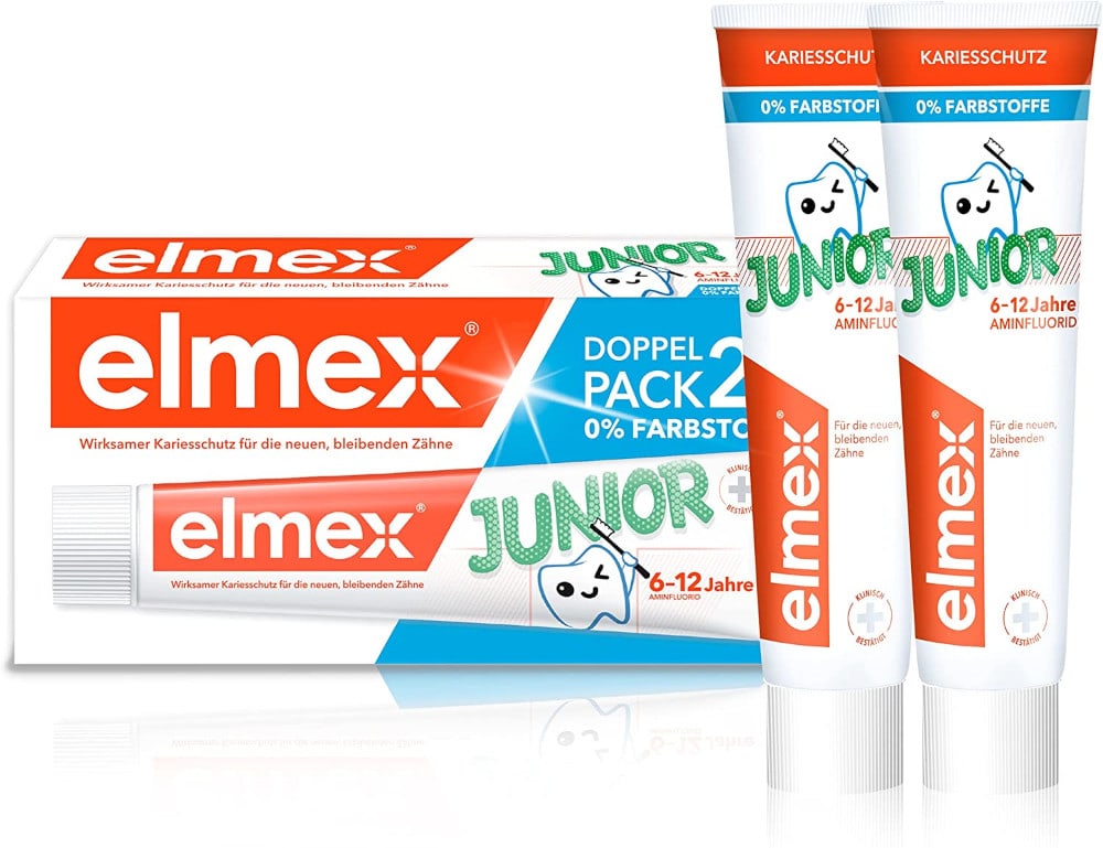 elmex JUNIOR KARIESSCHUTZ Kinder-Zahnpasta 6-12 Jahre Doppelpack 2X75 ml Zahnpasta