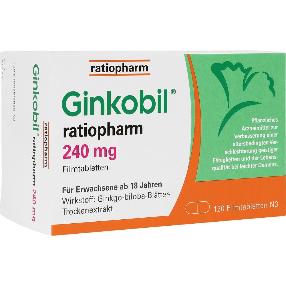 Ginkobil ratiopharm 240mg mit Ginkgo biloba 120 St Filmtabletten