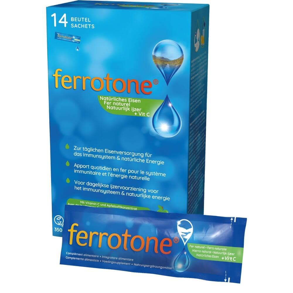 ferrotone - natürliches Eisen mit Vitamin C, Apfelgeschmack 14X25 ml Beutel