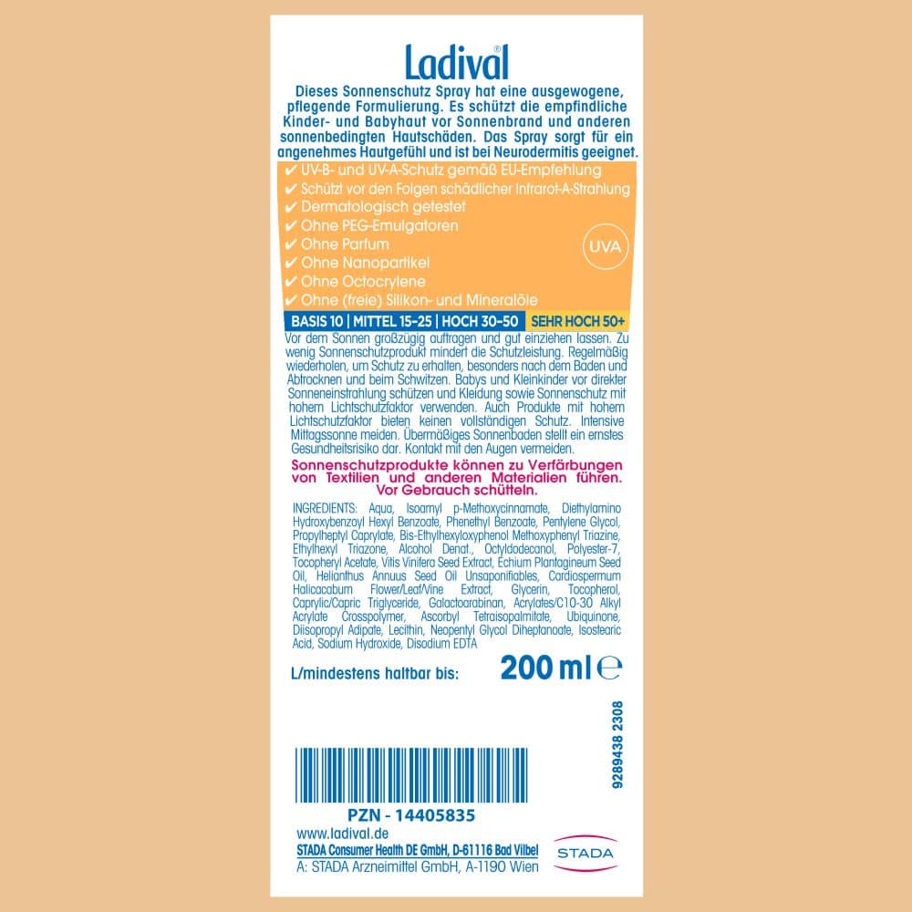 Ladival Für Kinder SONNENSCHUTZ SPRAY LSF 50+ 200 ml Spray