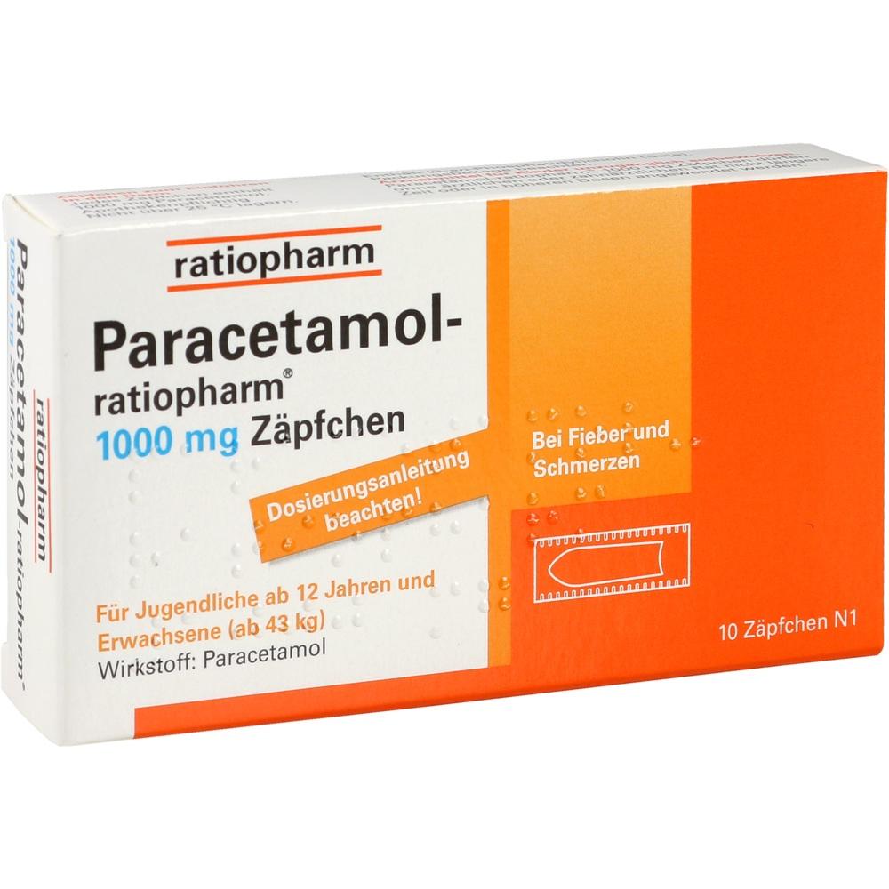 Paracetamol-ratiopharm 1000mg Zäpfchen  10 St Erwachsenen-Suppositorien