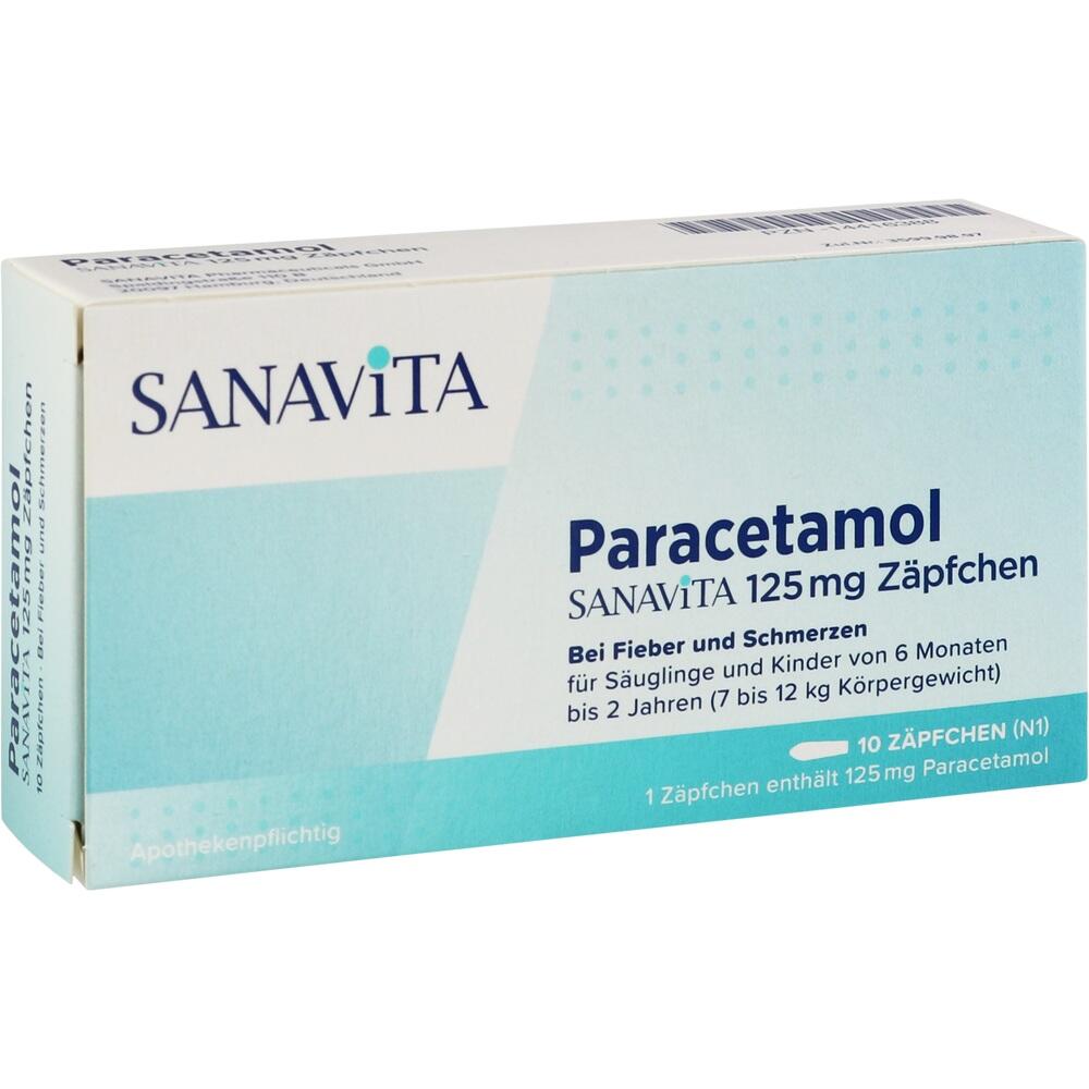 Paracetamol Sanavita 125 mg Zäpfchen 10 St Säuglings-Suppositorien