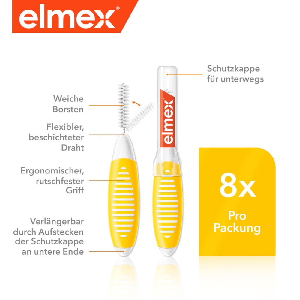 elmex INTERDENTALBÜRSTEN gelb, Größe 4, 0,7mm 8 St Zahnbürste