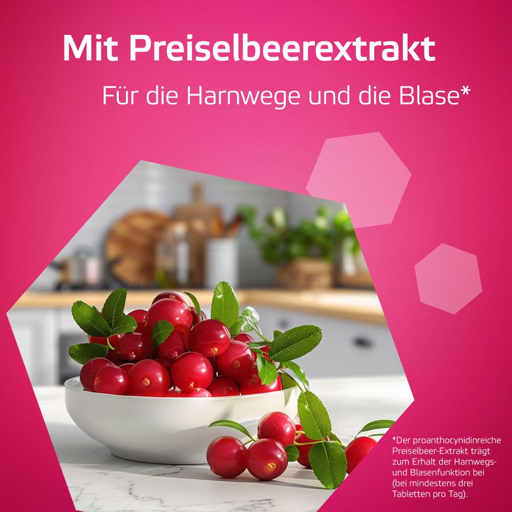 FEMMANOSE E– Tabletten mit je 1000 mg D-Mannose Pulver und 100 mg Preiselbeer-Extrakt 30 St Tabletten