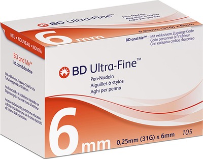 Bd Ultra-fine Pen-nadeln 6 mm 31 G 105 St Kanüle