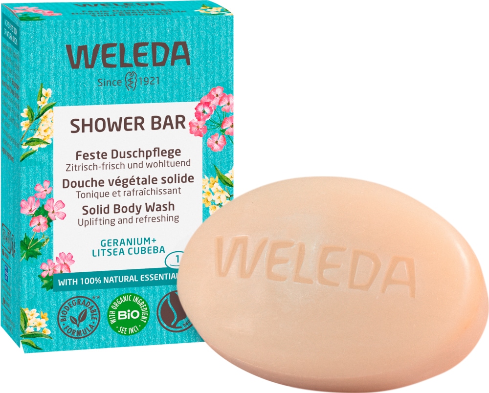 Weleda Feste Duschpflege Geranie + Litsea cubeba 75 g