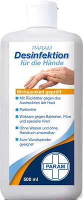 HÄNDEDESINFEKTION flüssig Spenderflasche Param 500 ml Flaschen