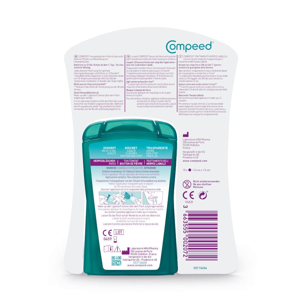Compeed HERPES Patches DISCRET mit APPLIKATOR 15 St Pflaster