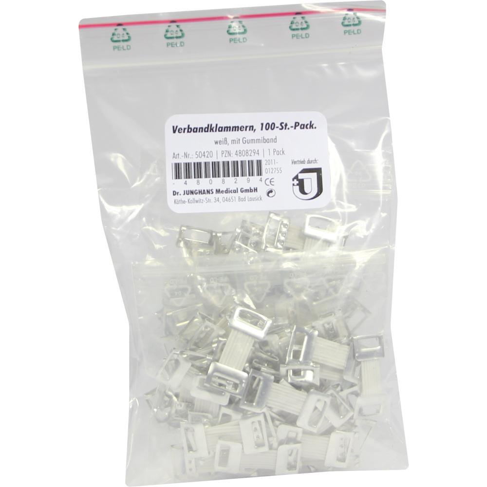 VERBANDKLAMMERN m.Gummiband weiß 50420 100 St