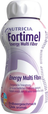Fortimel Energy Multi Fibre Trinknahrung Erdbeere 4X200 ml Flüssigkeit