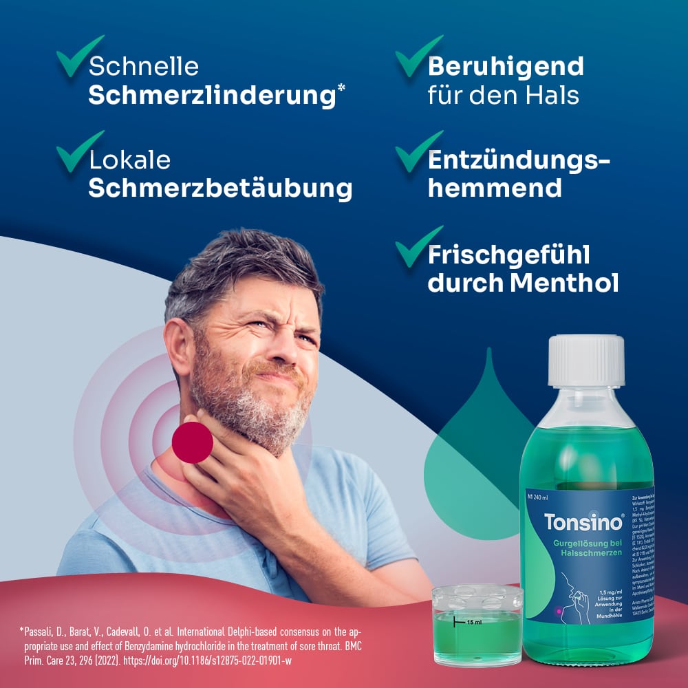 Tonsino Gurgellösung bei Halsschmerzen 240 ml Gurgellösung