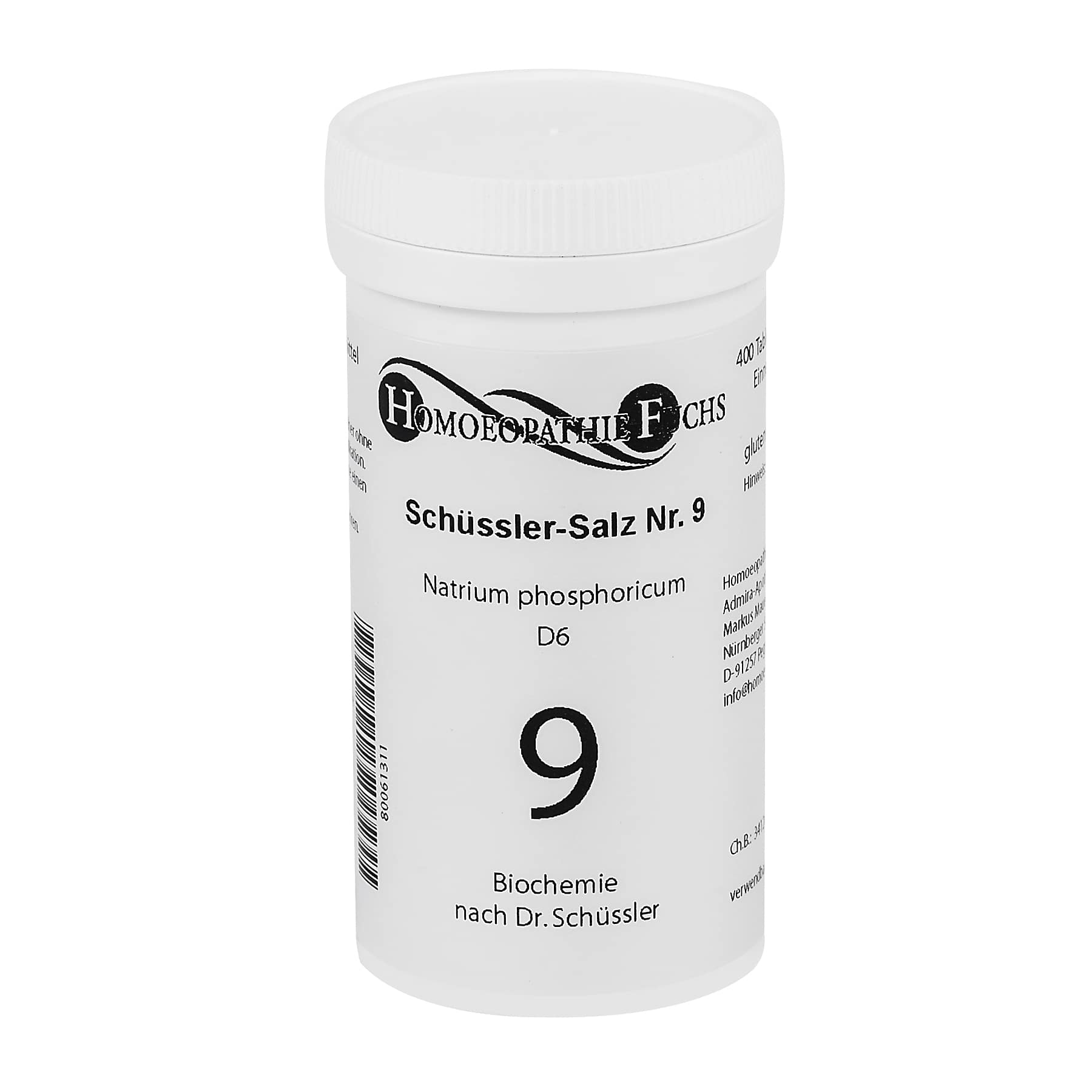 HOMOEOPATHIEFUCHS Schüssler-Salz Nummer 9 Natrium phosphoricum D6 Biochemie 400 St Tabletten