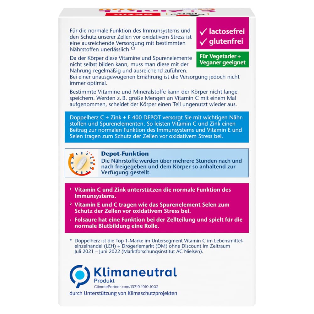 Doppelherz aktiv C + Zink + E 400 DEPOT 40 St Tabletten