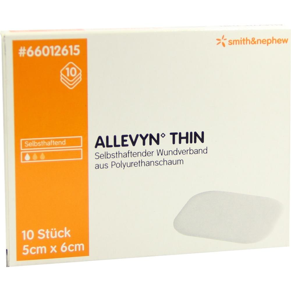 ALLEVYN Thin 5x6 cm dünne Wundauflage 10 St Verband