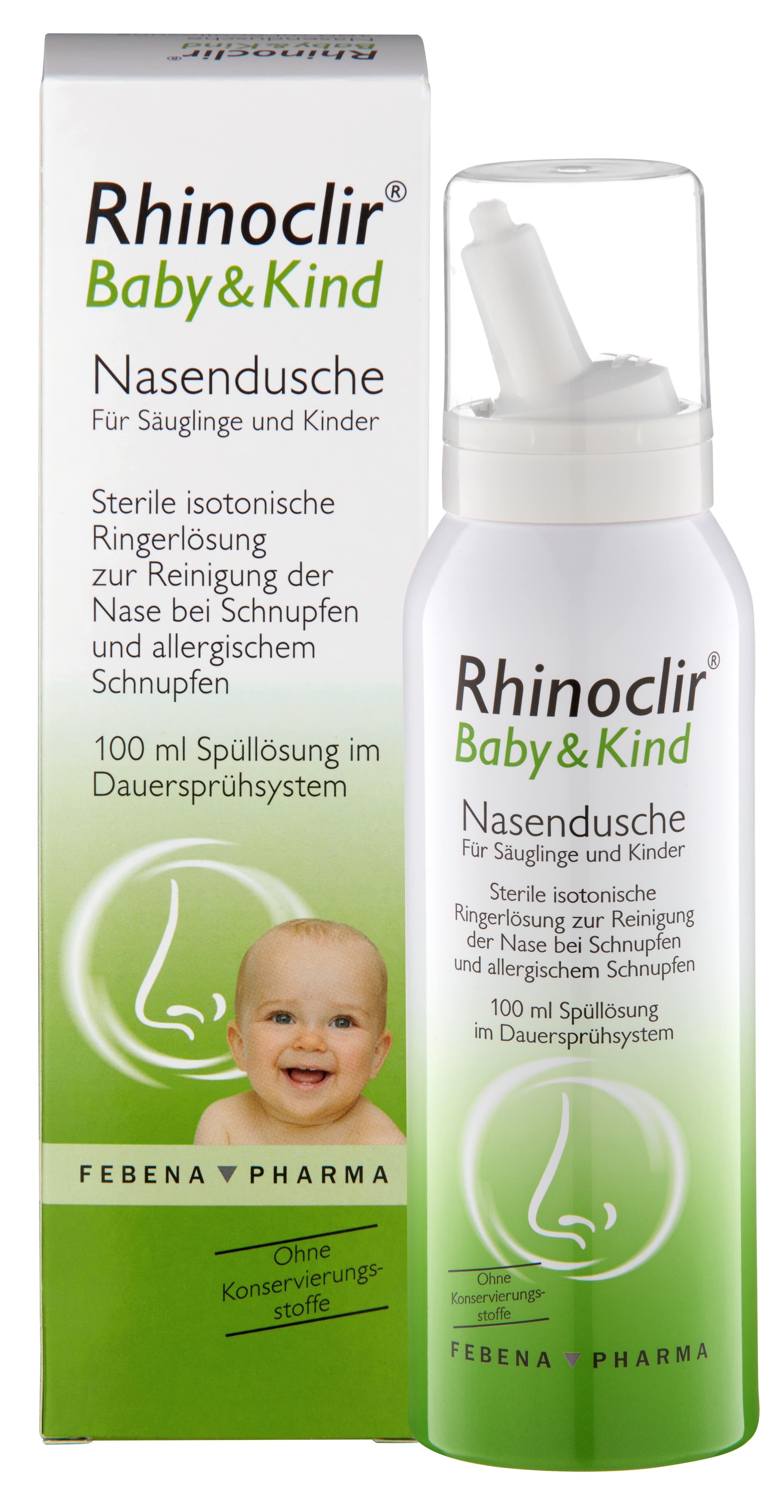RHINOCLIR Baby &amp; Kind Nasendusche Lösung 100 ml Lösung
