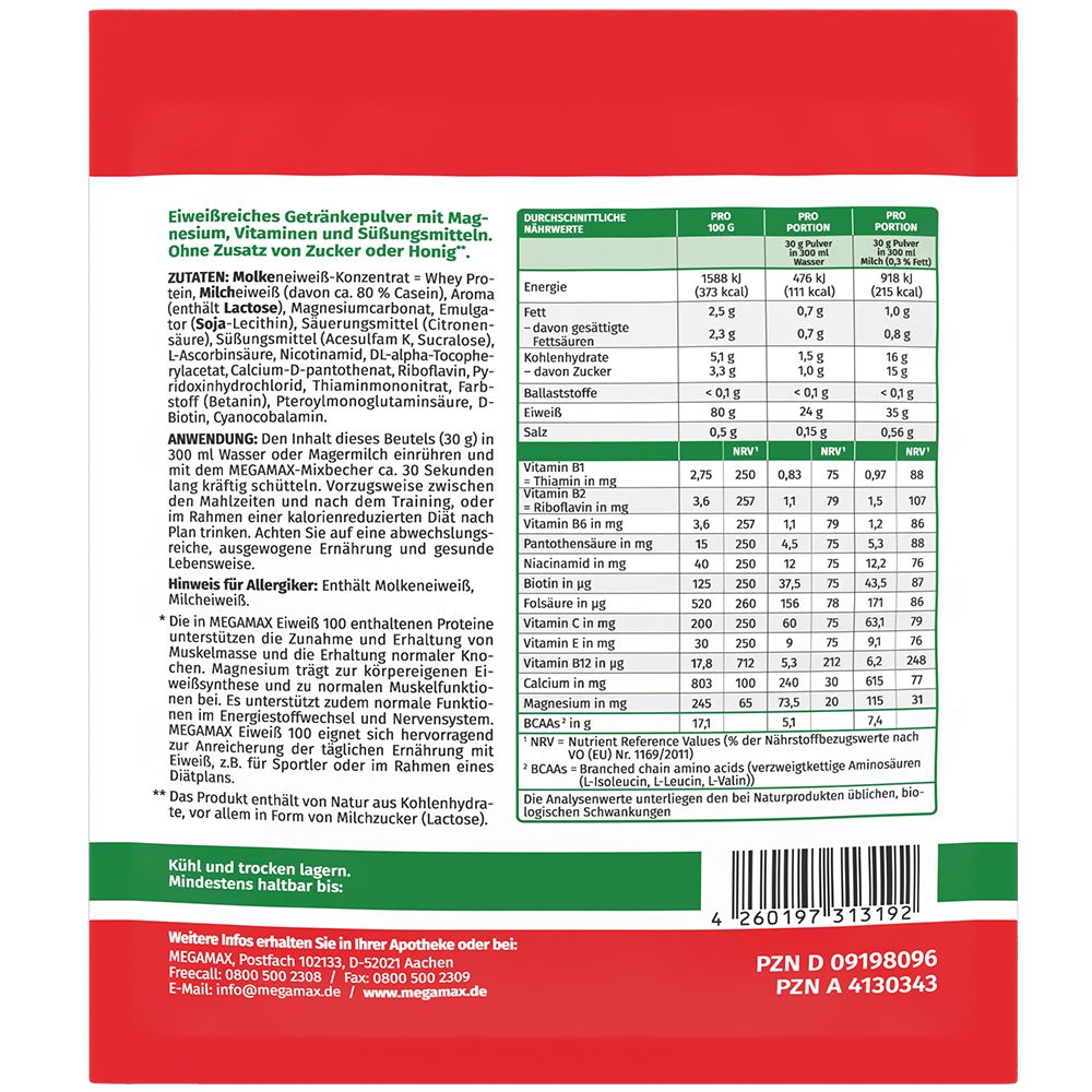 EIWEISS 100 Himbeer Megamax Pulver 30 g Pulver