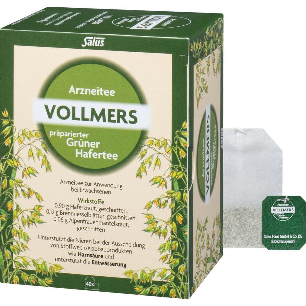 VOLLMERS präparierter grüner Hafertee Filterbeutel 40 St Filterbeutel