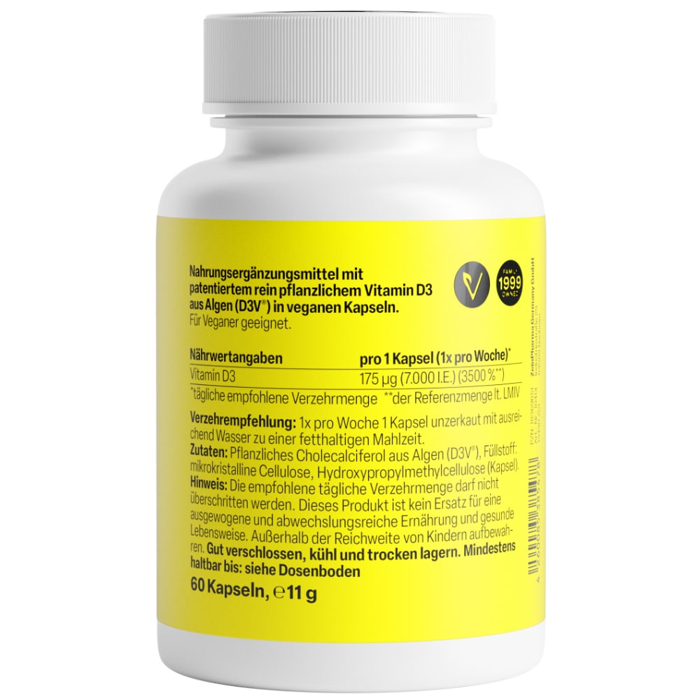 Zein Pharma Veganes Vitamin D3 7000 I.E. 60 St Kapseln