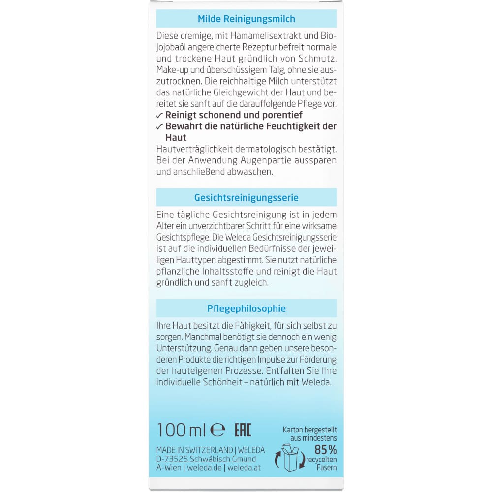 Weleda Milde Reinigungsmilch 100 ml Milch