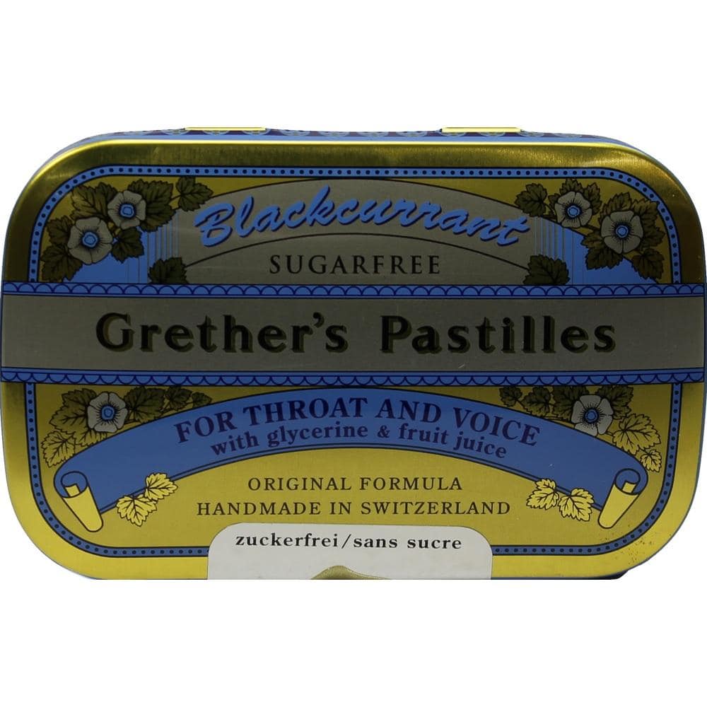 Grethers Pastilles Blackcurrant Silber zuckerfrei Dose 110 g Pastillen