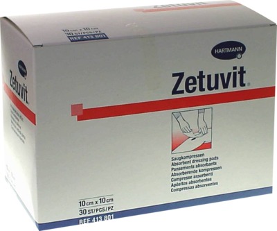 ZETUVIT Saugkompressen unsteril 10x10 cm 30 St Kompressen