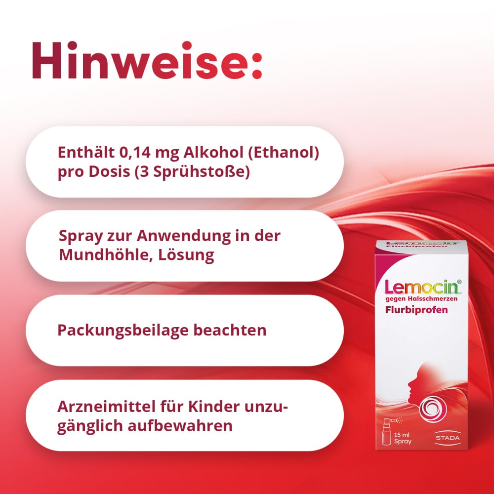 Lemocin gegen Halsschmerzen Flurbiprofen 15 ml Spray