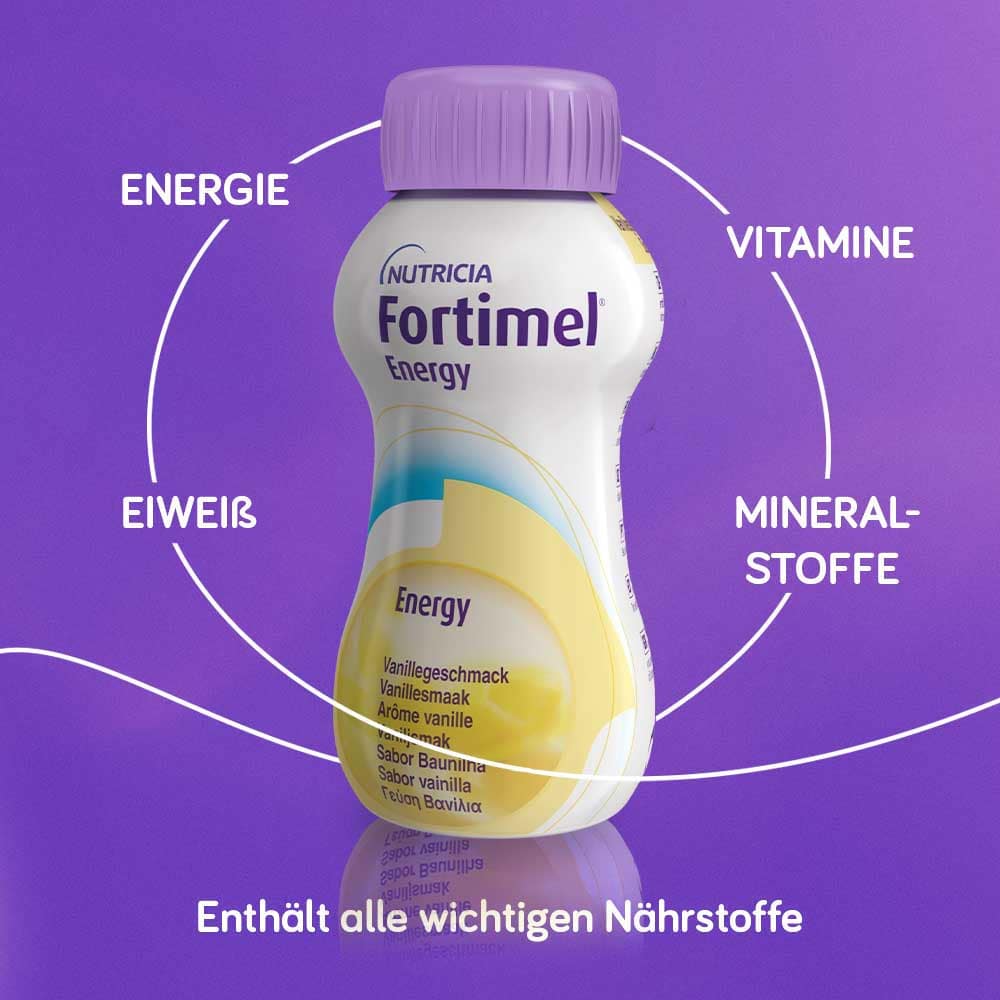 Fortimel Energy Trinknahrung Vanille 4X200 ml Flüssigkeit