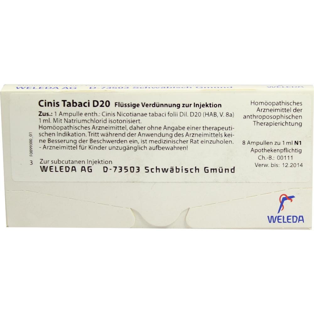 WELEDA CINIS TABACI D 20 Ampullen 8X1 ml Ampullen