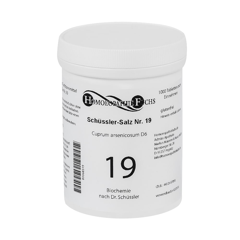 HOMOEOPATHIEFUCHS Schüssler-Salz Nummer 19 Cuprun arsenicosum D6 Biochemie 1000 St Tabletten