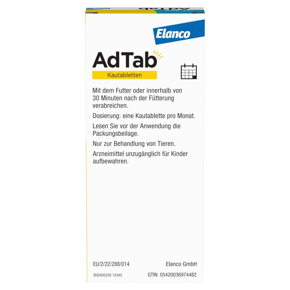 AdTab Kautabletten 48mg für Katzen 2-8 kg Elanco 3 St Kautabletten