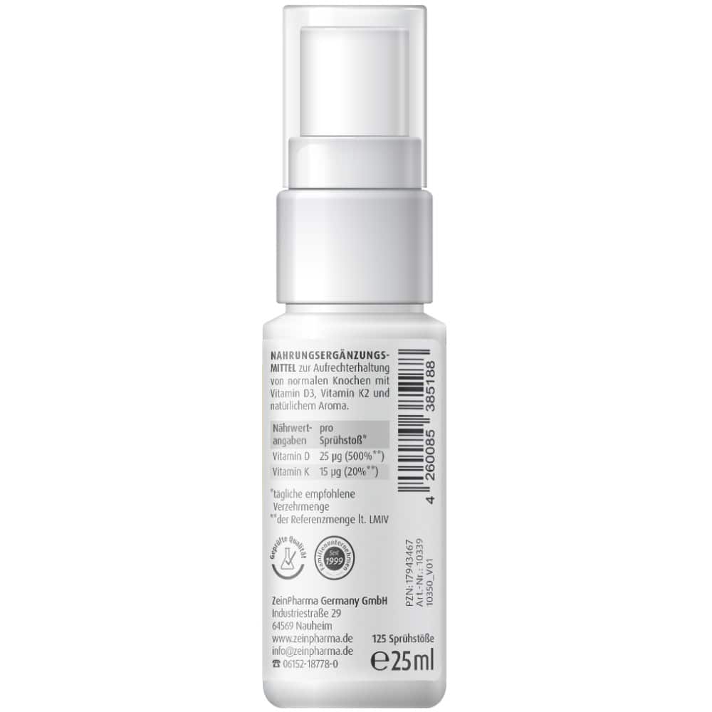 Zein Pharma VITAMIN D3+K2 Spray Pfefferminz-Geschmack 1.000 I.E. 15µg 25 ml Spray