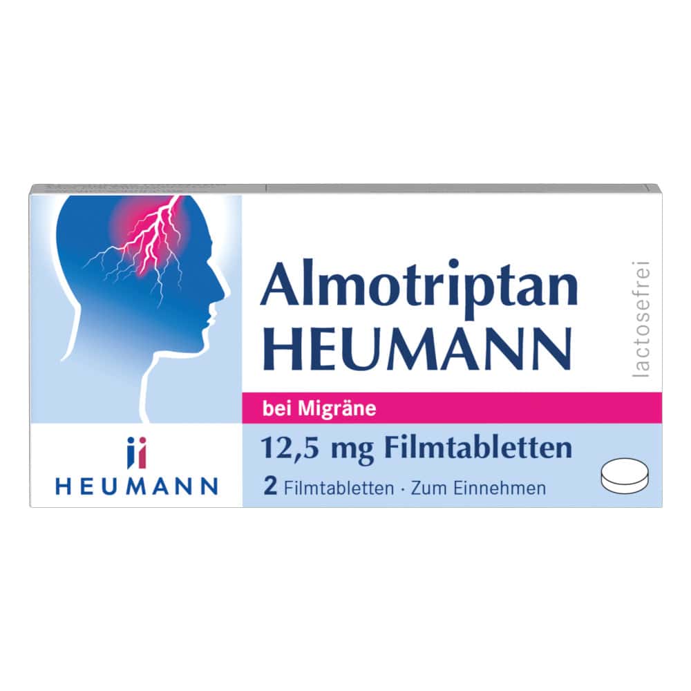 Almotriptan HEUMANN bei Migräne 12,5mg 2 St Filmtabletten
