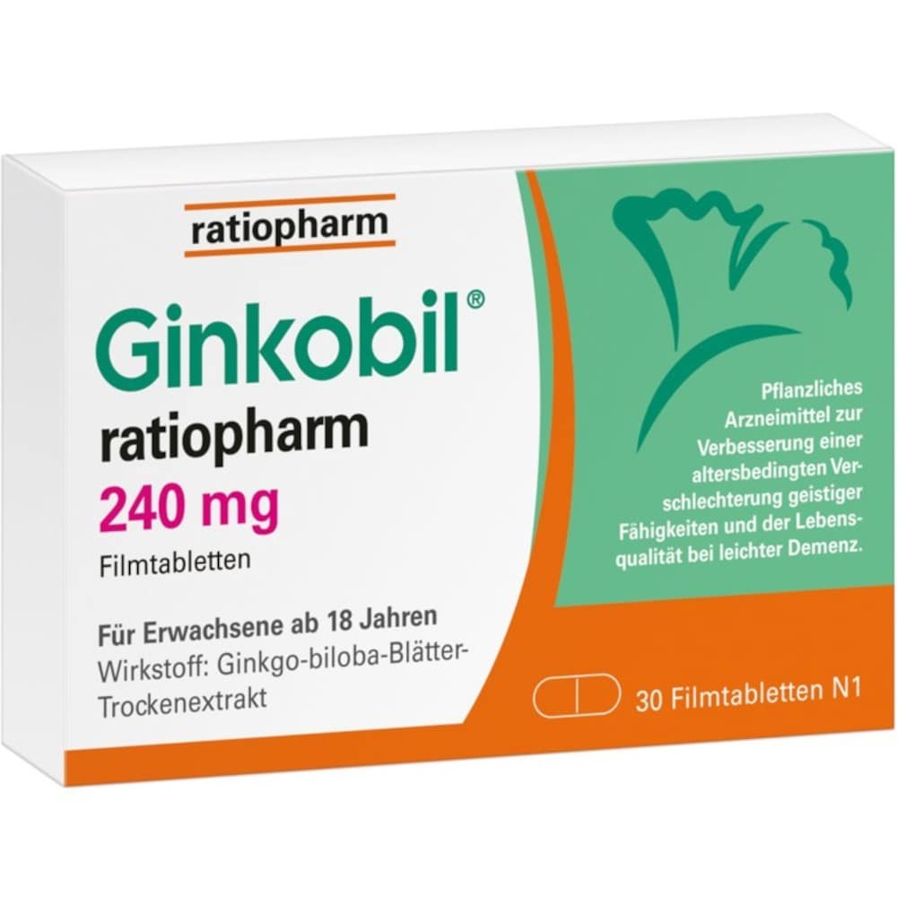 Ginkobil ratiopharm 240mg mit Ginkgo biloba 30 St Filmtabletten