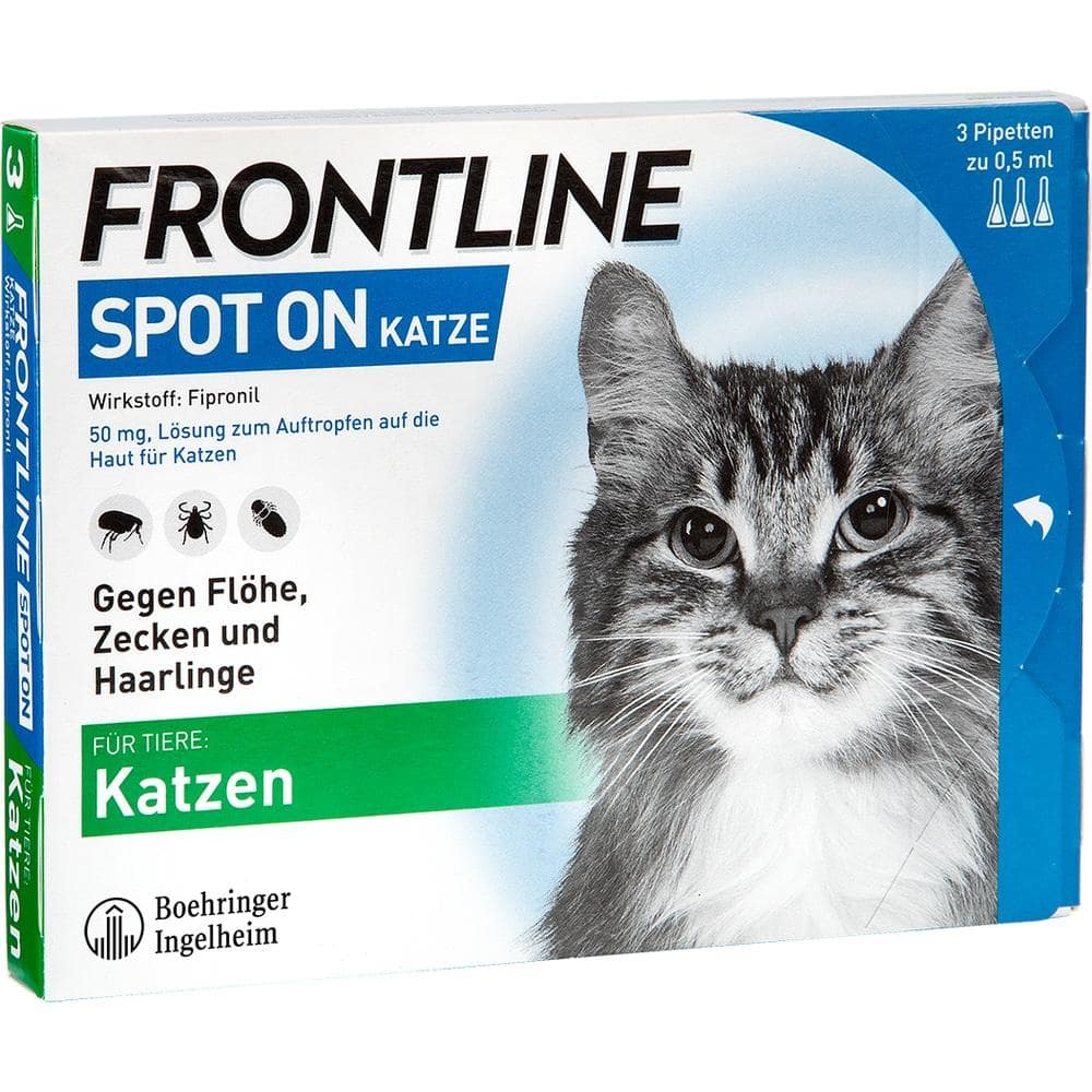 FRONTLINE SPOT-ON gegen Zecken, Flöhe und Haarlinge für Katzen 3 St Lösung