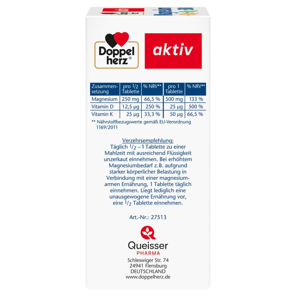 Doppelherz aktiv Magnesium + D3 + K2 500 DEPOT 60 St Tabletten