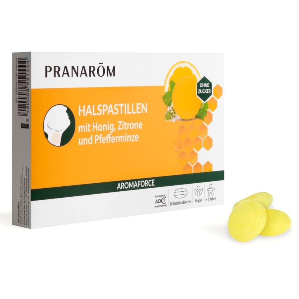 PRANAROM HALSPASTILLEN mit Honig, Zitrone & Pfefferminze 24 St Pastillen