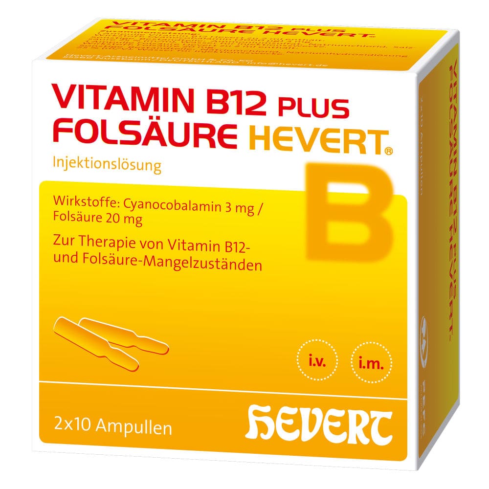 VITAMIN B12 PLUS FOLSÄURE HEVERT 2X10 St Ampullen