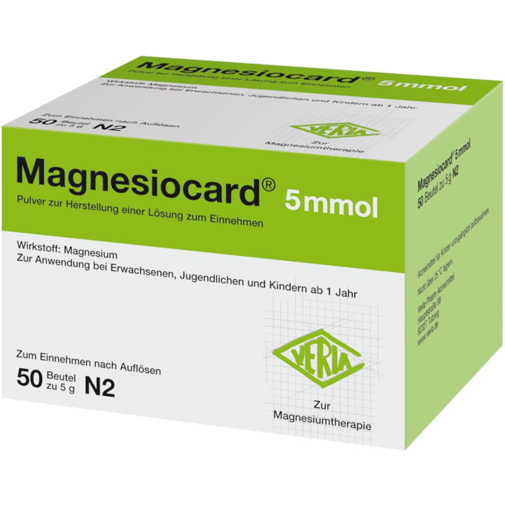 MAGNESIOCARD 5 mmol Plv.z.Her.e.Lsg.z.Einnehmen 50 St Pulver zur Herstellung einer Lösung zum Einnehmen