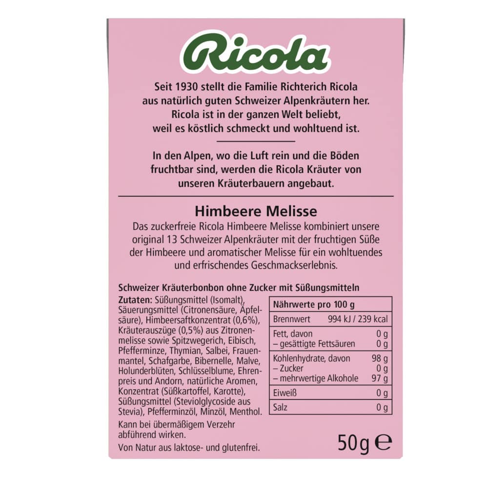 Ricola HIMBEERE MELISSE 50 g Bonbons