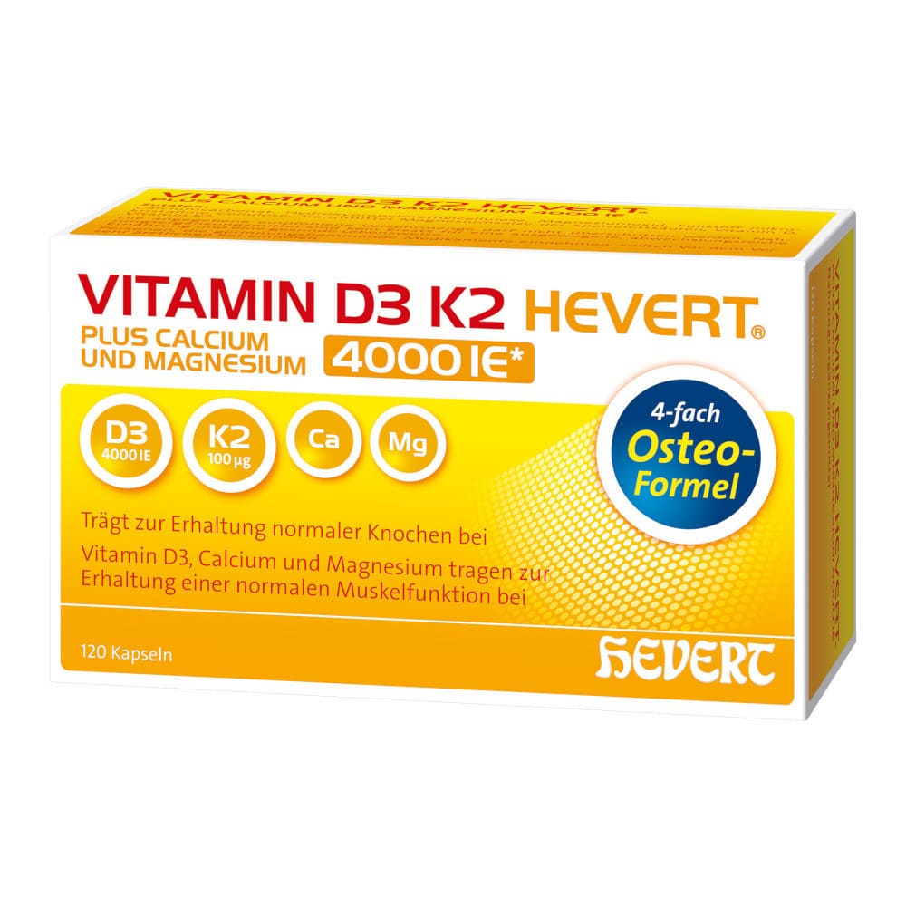 VITAMIN D3 K2 HEVERT 4000I.E. + CALCIUM & MAGNESIUM 120 St Kapseln