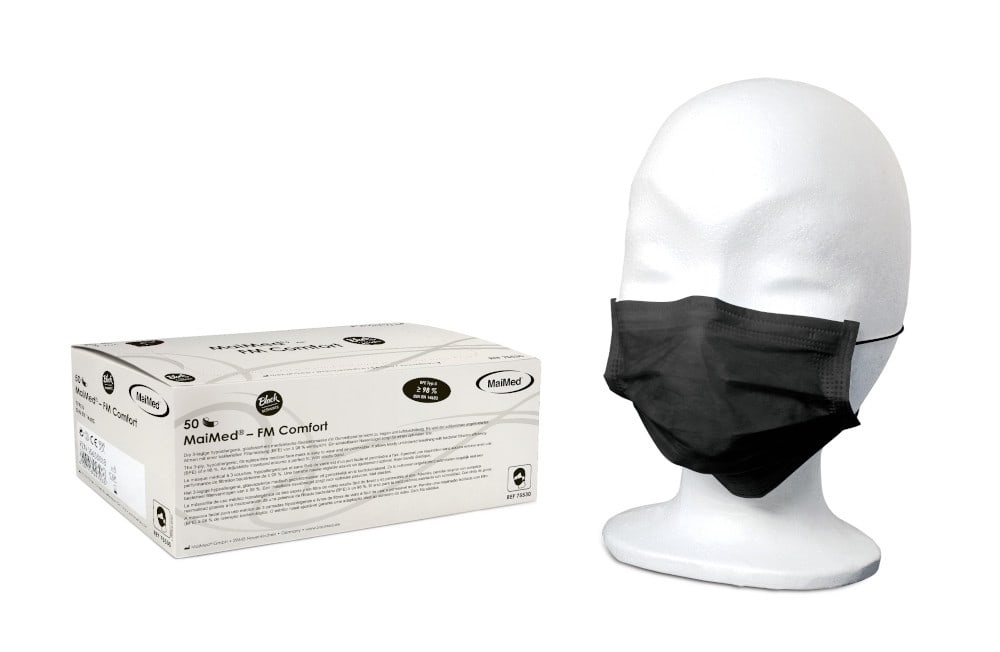 MaiMed- FM Comfort Medizinischer Mundschutz schwarz 50 St