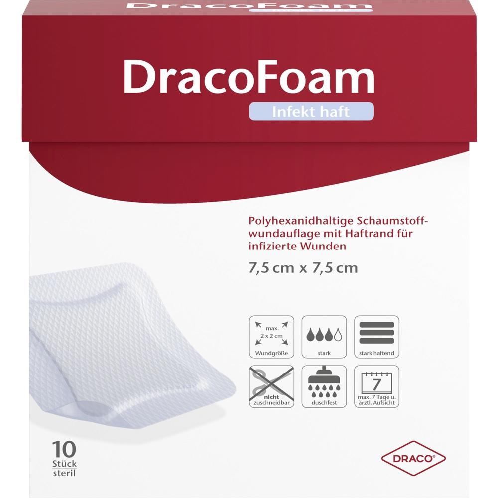 DRACOFOAM Infekt haft Schaumst.Wundauf.7,5x7,5 cm 10 St Verband