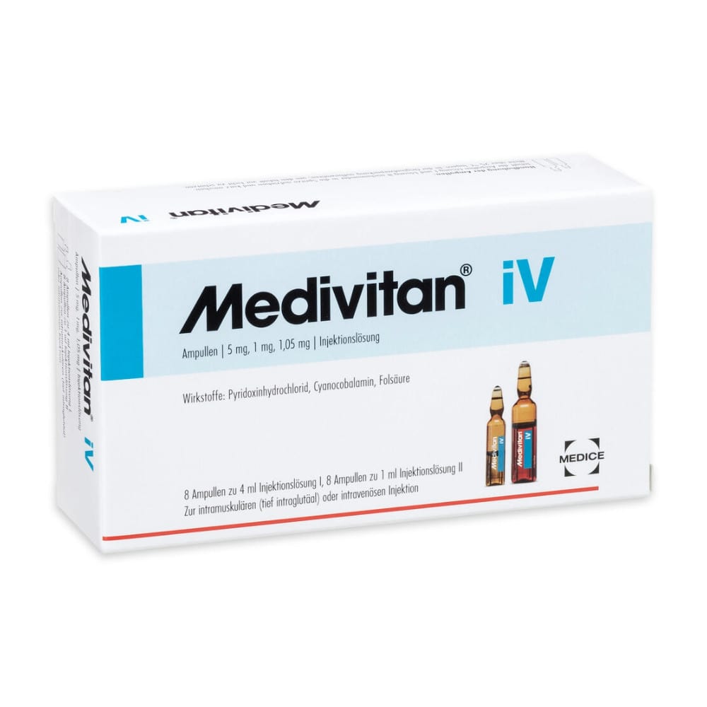 Medivitan iV 8 Doppel-Ampullen bei Vitamin B-Mangel 8 St Ampullenpaare