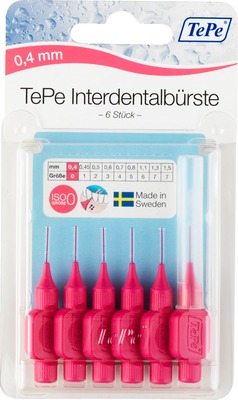 TEPE Interdentalbürste 0,4mm pink 6 St Zahnbürste