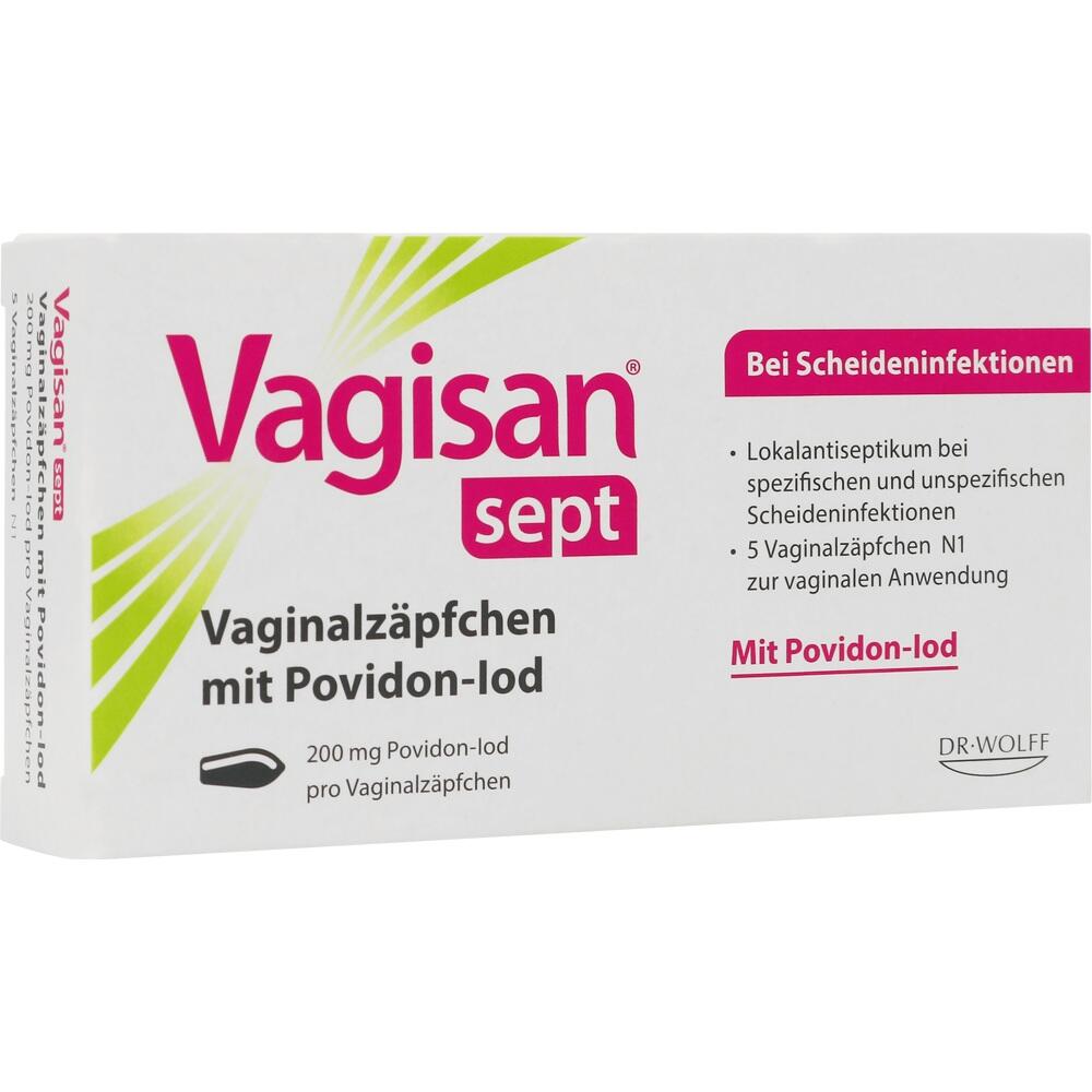 Vagisan sept Vaginalzäpfchen mit Povidon-Iod 5 St Vaginalsuppositorien