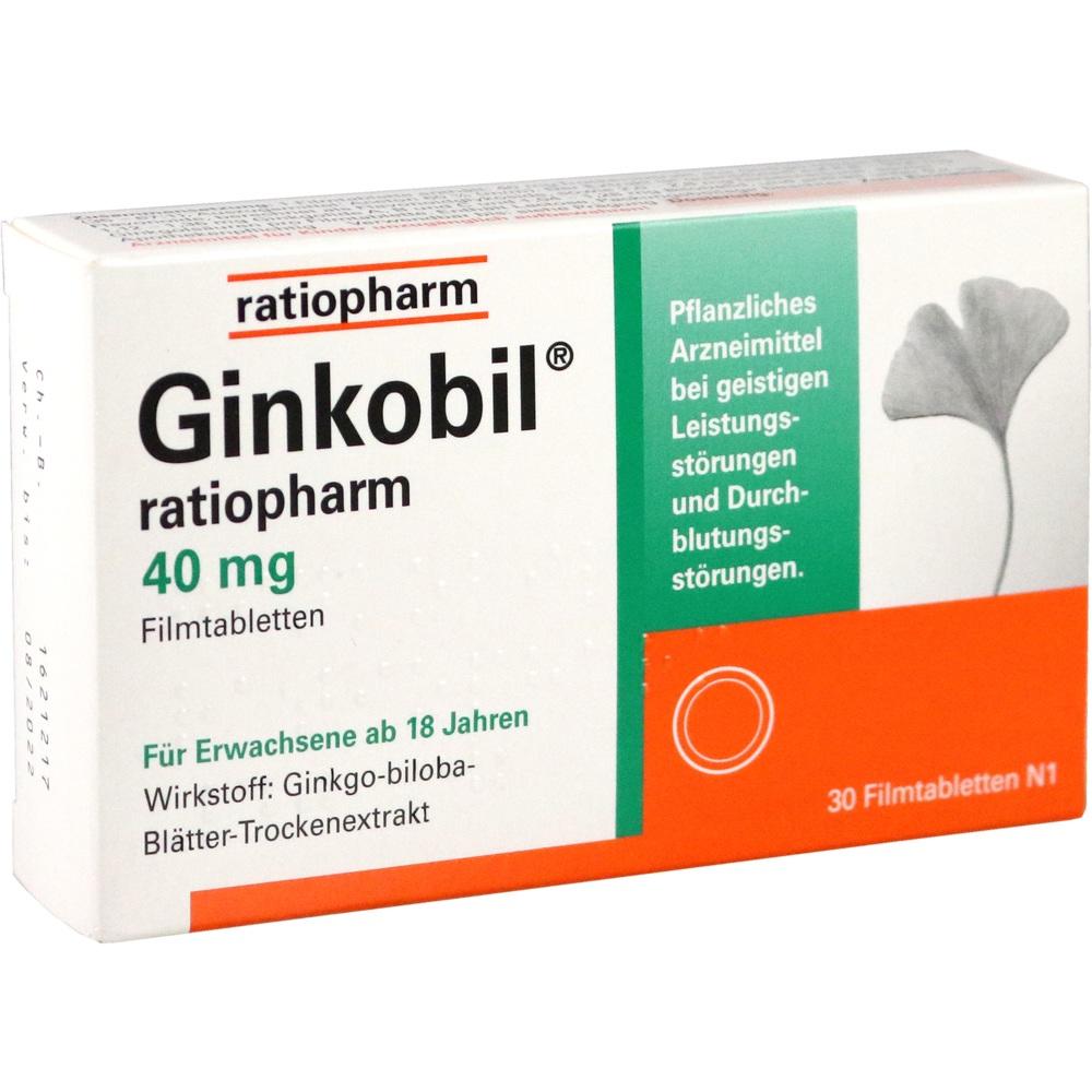 Ginkobil ratiopharm 40mg mit Ginkgo biloba 30 St Filmtabletten